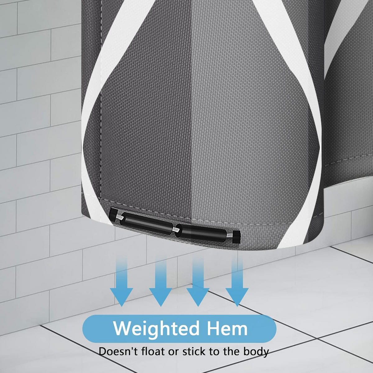 DUSCHVORHANG Schwarz Polyester wasserdicht maschinenwaschbar mit Haken - Schwarz, Kunststoff (240/200cm) - MCBOSON