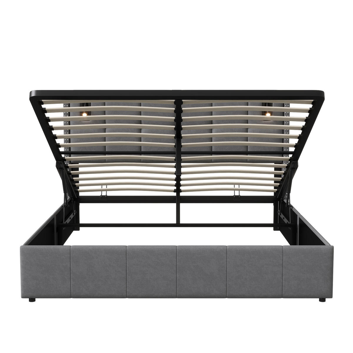 POLSTERBETT 160x200 cm USB Typ C Stauraum Lattenrost grau - Grau, Holz (160/200cm) - LEBENLANG