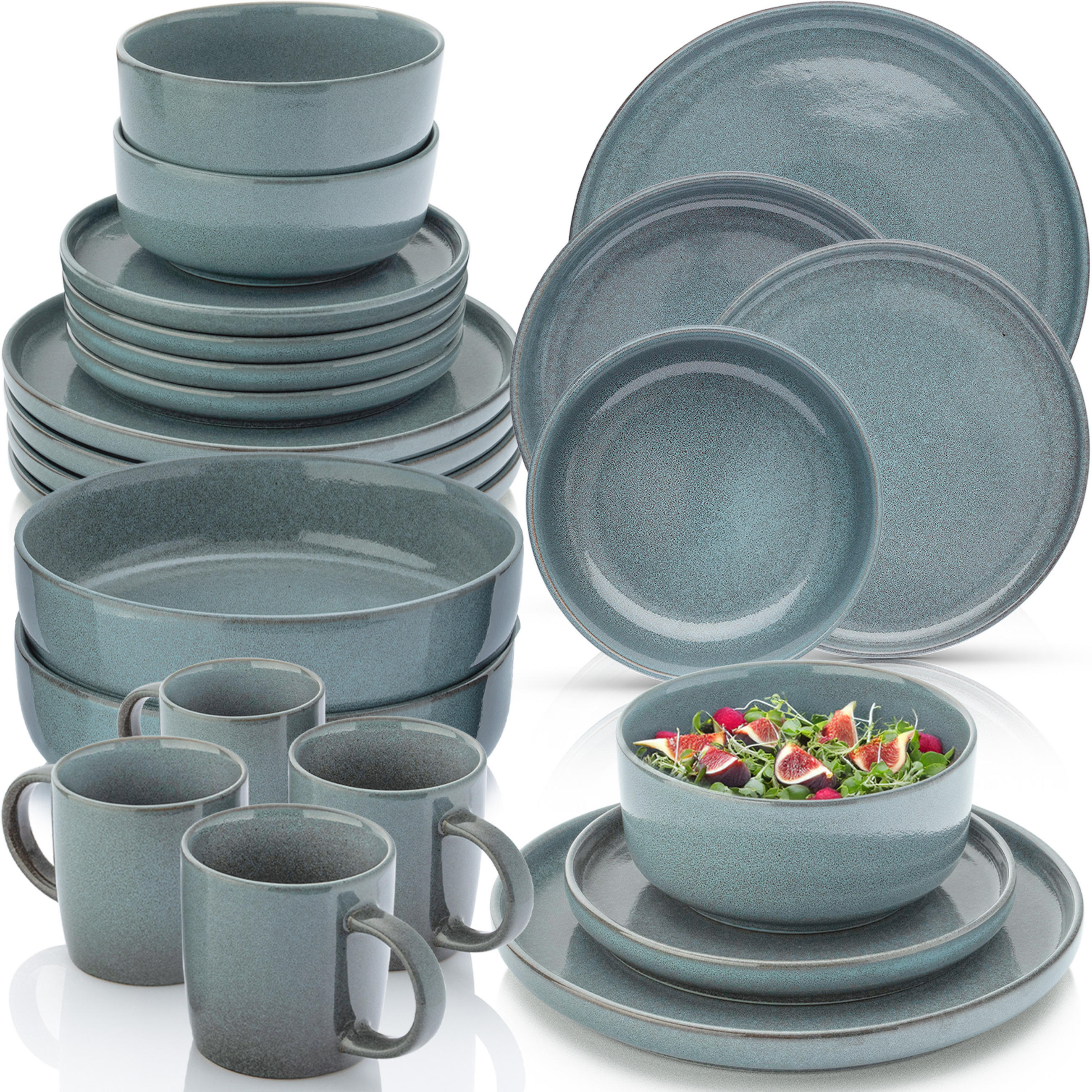 KOMBISERVICE KAIRO OCEAN - 30 teilig aus Steingut - Blau, Stein (27/9.5/27cm) - Sänger