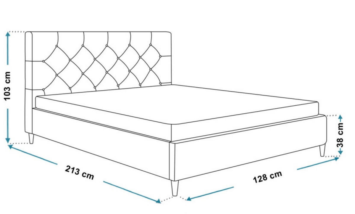 BETT Schwarz LUXO 6 Gepolstert Gesteppt Mit Kristallknöpfen 120x200 cm - Eichefarben/Schwarz, Textil (120/200cm) - Sepro Meble