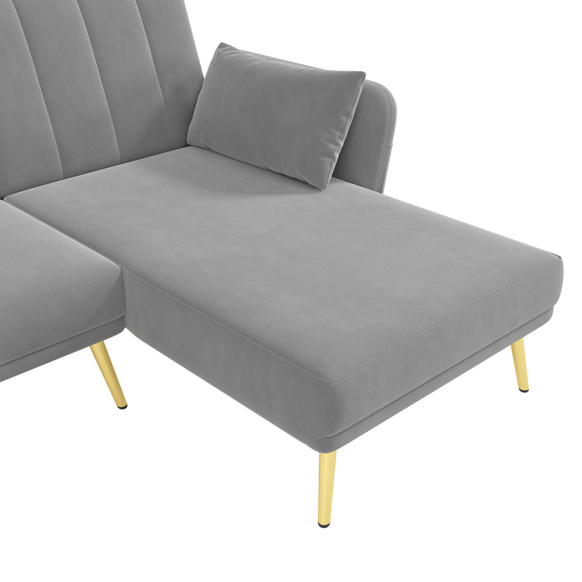ECKSOFA aus Samt 191,5x130,5x80 cm in Grau mit Schlaffunktion - Grau, Textil (130.5/80/191.5cm) - Modfu