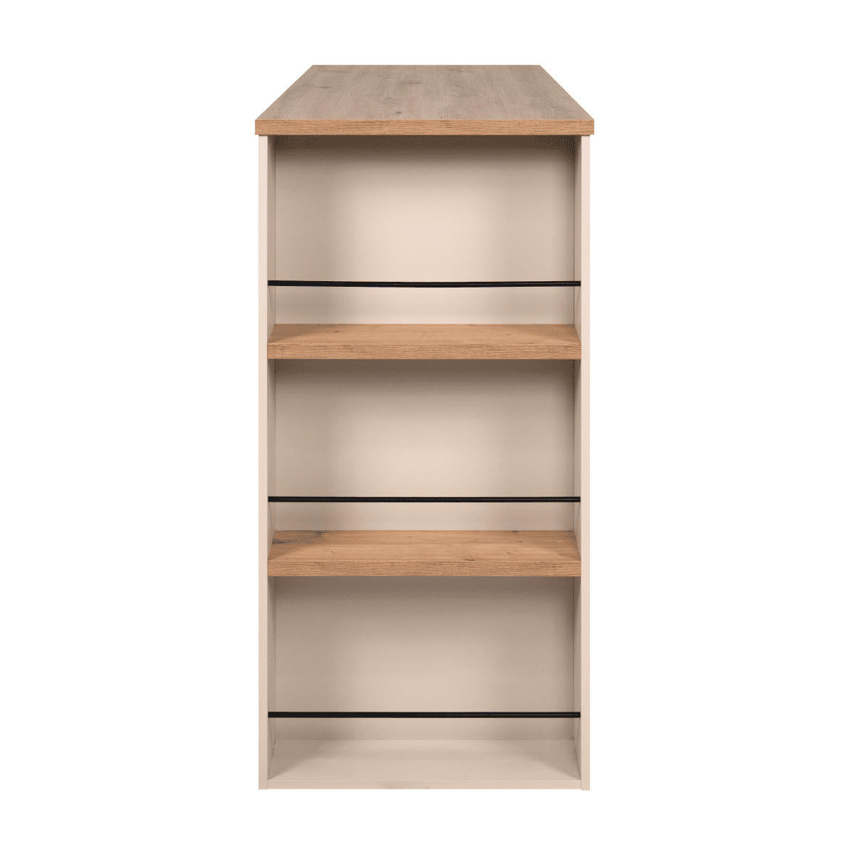 BAR-TISCH 4 Fächer, Eicheneffekt und Kaschmir 55/138/110 cm - Eschefarben, Holzwerkstoff (57.5/55/138cm) - Calicosy