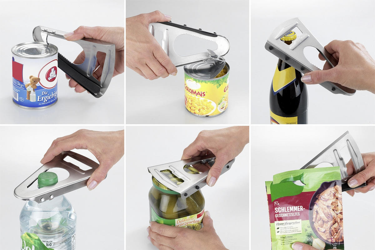 KÜCHENÖFFNER 6-in-1 Comfort - Silberfarben, Metall (10.5/2/16cm) - Maximex