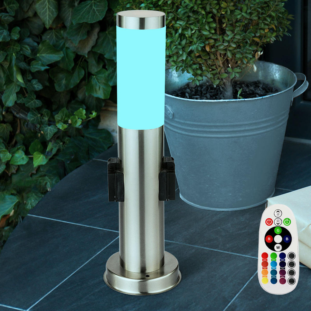 LED WEGELEUCHTE Silber opal - Silberfarben, Metall (7.6/7.6/45cm)