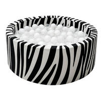 BÄLLEBAD für Kinder 90/30 cm, Rund, Zebra-Motiv, Schwarz-Weiß, inkl. 200 Bällen - Schwarz/Weiß, Textil (90cm) - Bees & Blooms