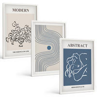 BILDER SET 3er Set - 40x60 cm Weißer Rahmen - abstrakte Poster mit Blumenlinien - Weiß, Kunststoff (40/60cm) - TULUP