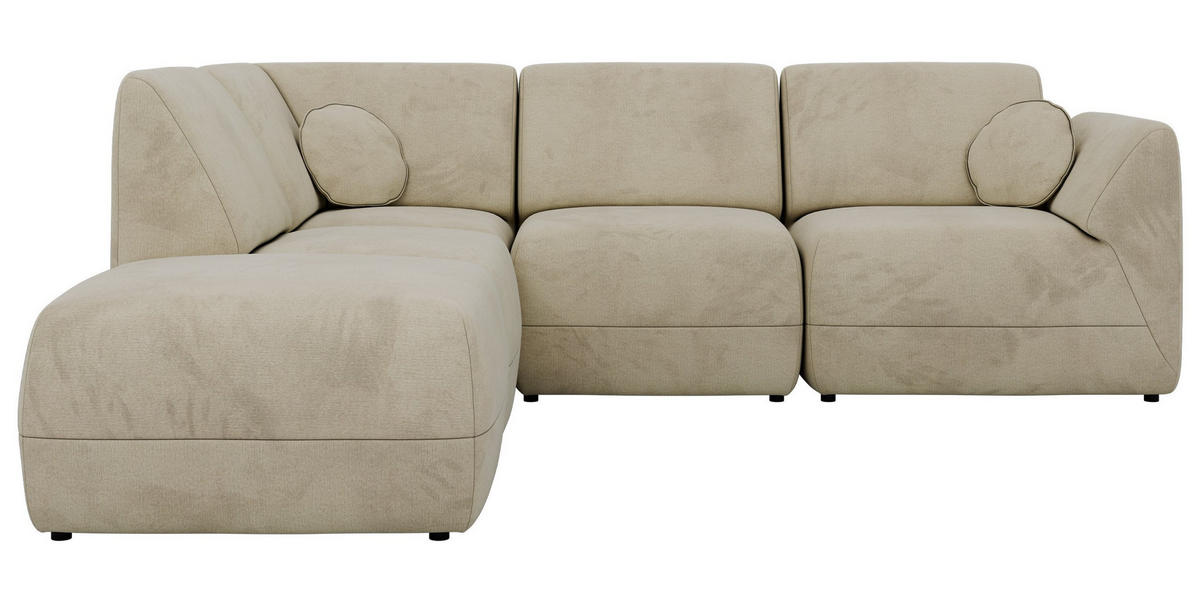 ROHOVÁ SEDAČKA NOARA 5M L Béžová Samet - Vlevo - černá/béžová, textil/plast (244/267cm) - MKS