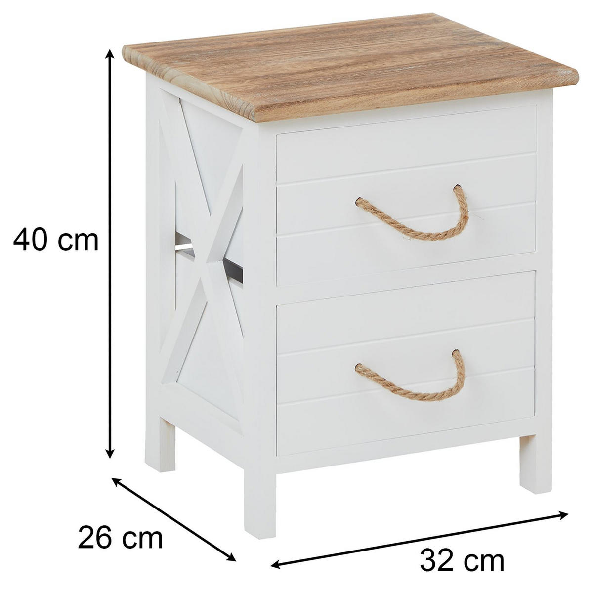 NACHTTISCH PERUGIA - Weiß, Holz (32/40/26cm) - CARO-Möbel