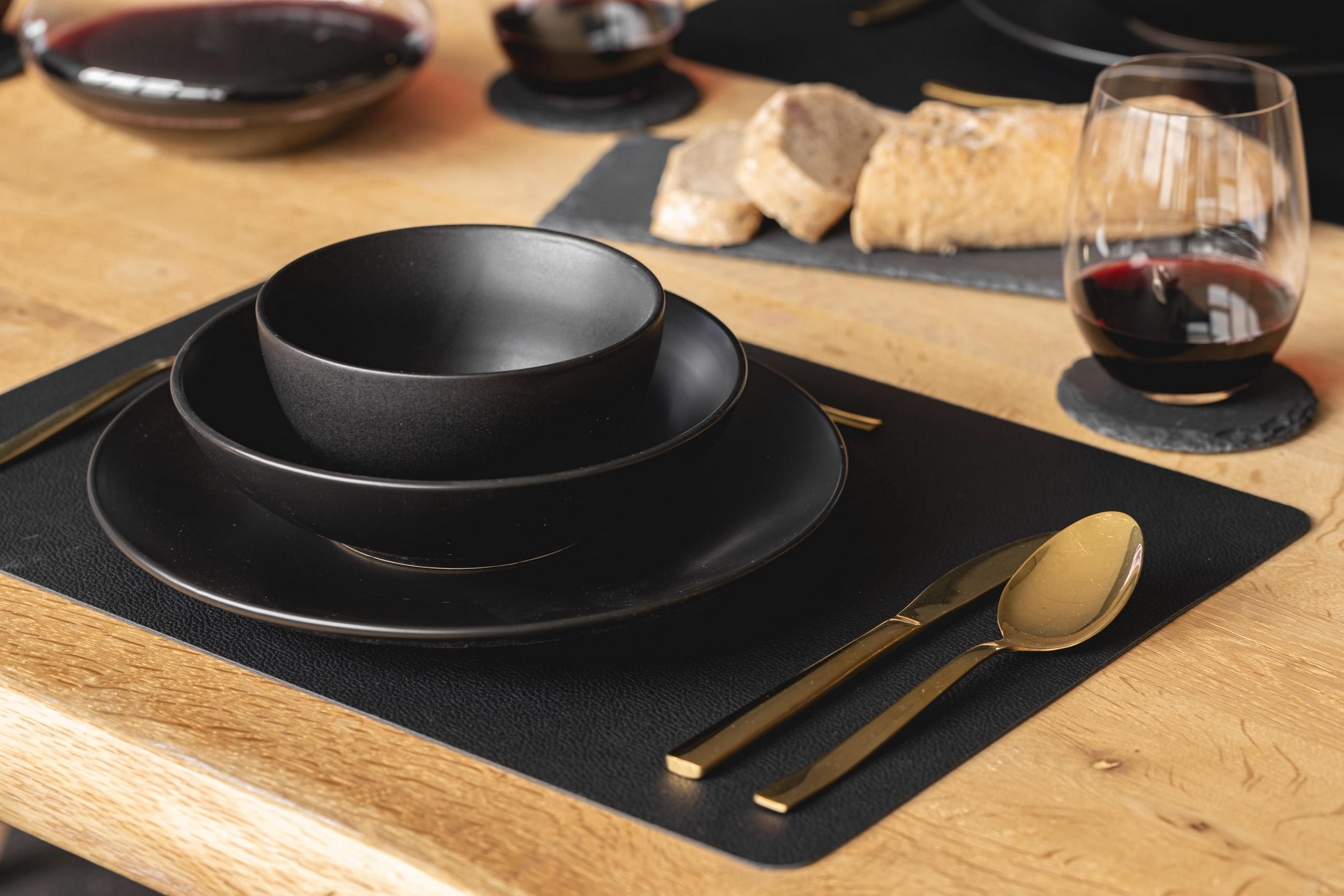 FRÜHSTÜCKTELLER / Dessertteller Black Tie ø 19 cm - 6 Stück - Schwarz, Keramik (2/2/19cm) - Studio Tavola