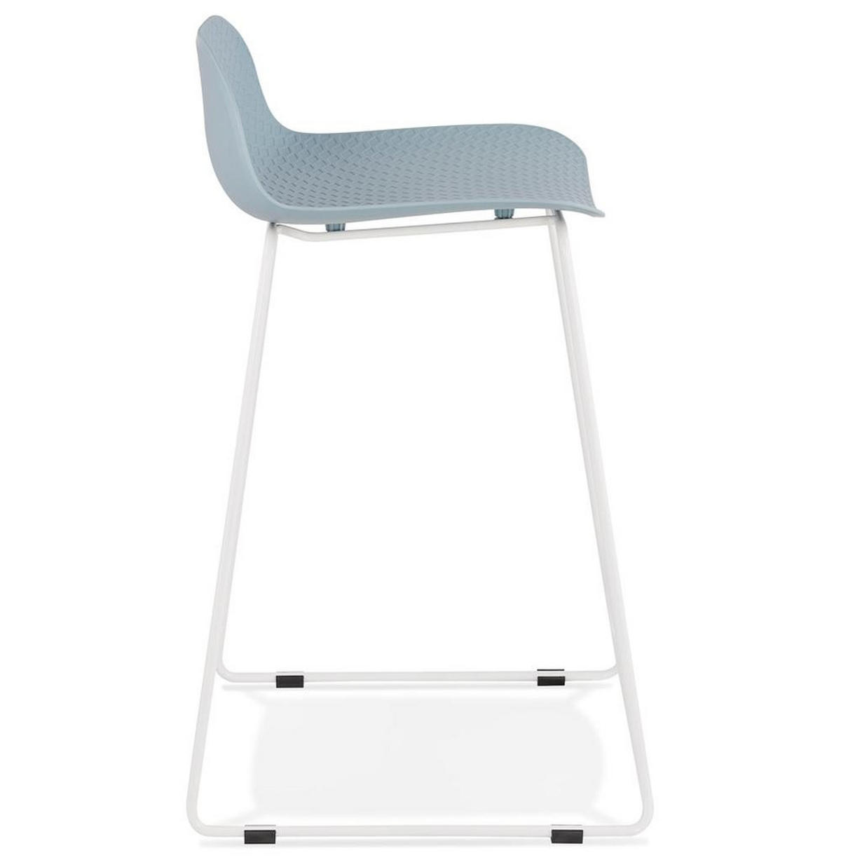 SITZHOCKER Kunststoff Metallgestell Sitzhöhe 66cm Industriedesign JORALI MINI, Blau-Weiß 48x53x85 cm - Blau/Weiß, Kunststoff/Metall (48/85/53cm) - KADIMA DESIGN