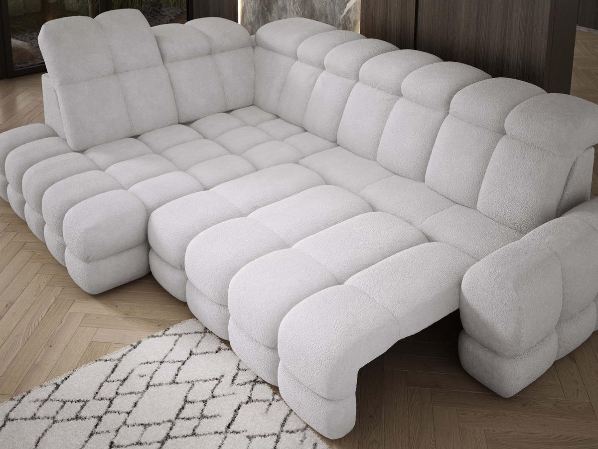ECKSOFA TOLLO Anthology-stoff L-form 302x217x105 cm silber - Weiß, Holz/Textil (302/217cm) - DomoHome