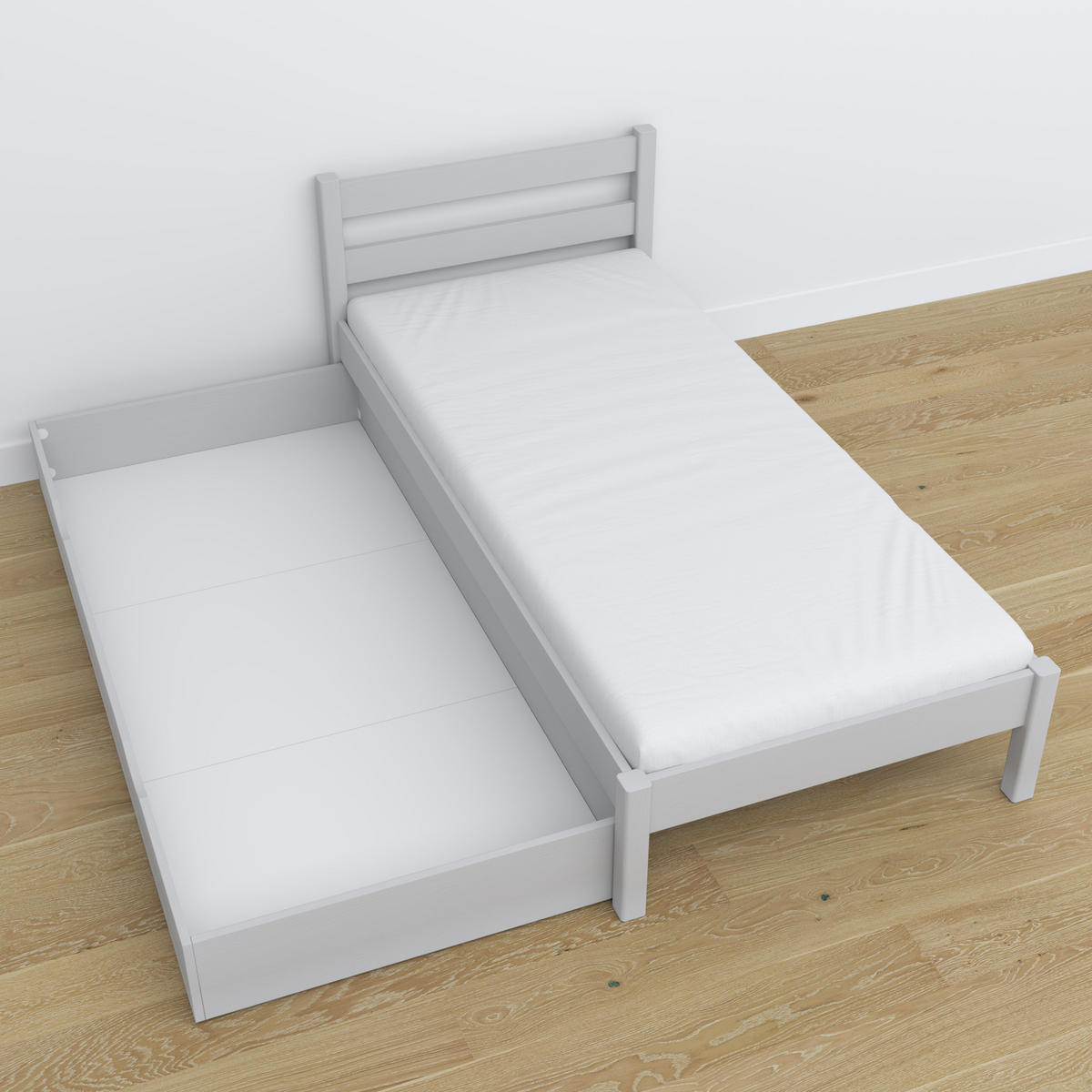 BETT mit Schublade N01 Grau 80/190 - Grau, Naturmaterialien/Holz (80/190cm) - N-Wood