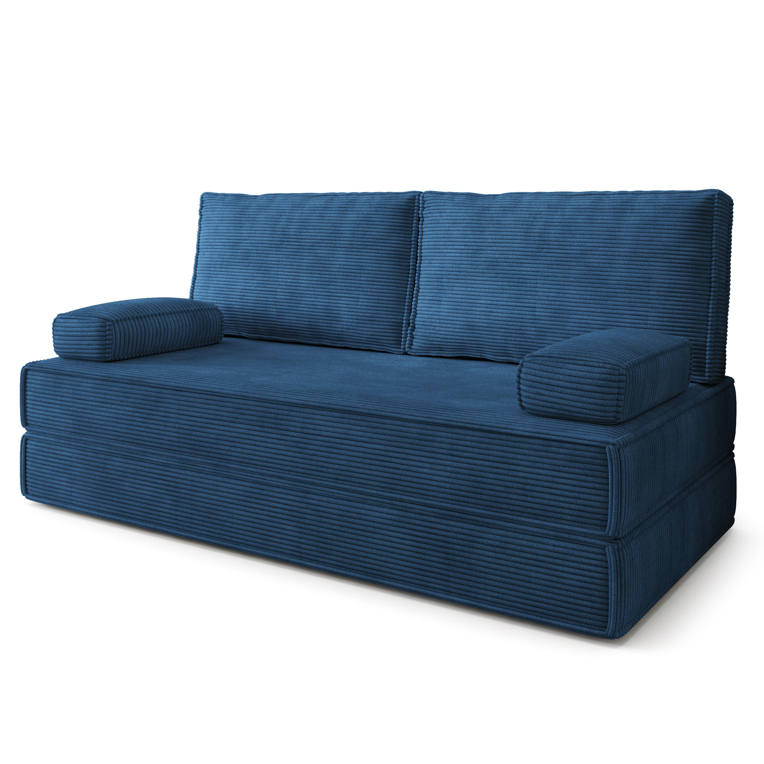 BETTSOFA SILAR aus Schaumstoff Kordstoff Blau Schlaffunktion - Blau, Textil (170/86/80cm) - MASSENO
