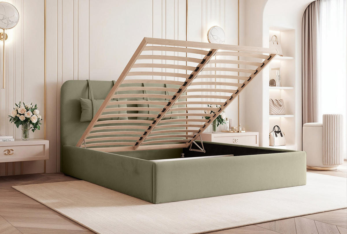 POLSTERBETT Lexal 120x200 cm, Olive - Olivgrün, Textil (200/120cm) - Fedve