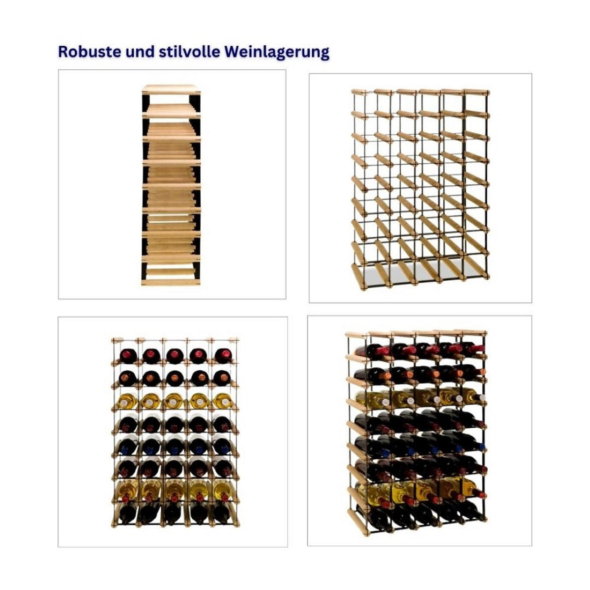WEINREGAL Vinotega Mod Metal 82,5x52,5x24,5 cm 5x8 Flaschen Massives Kiefernholz Braun Geölt - Braun, Holz (52.5/82.5/24.5cm) - PROREGAL