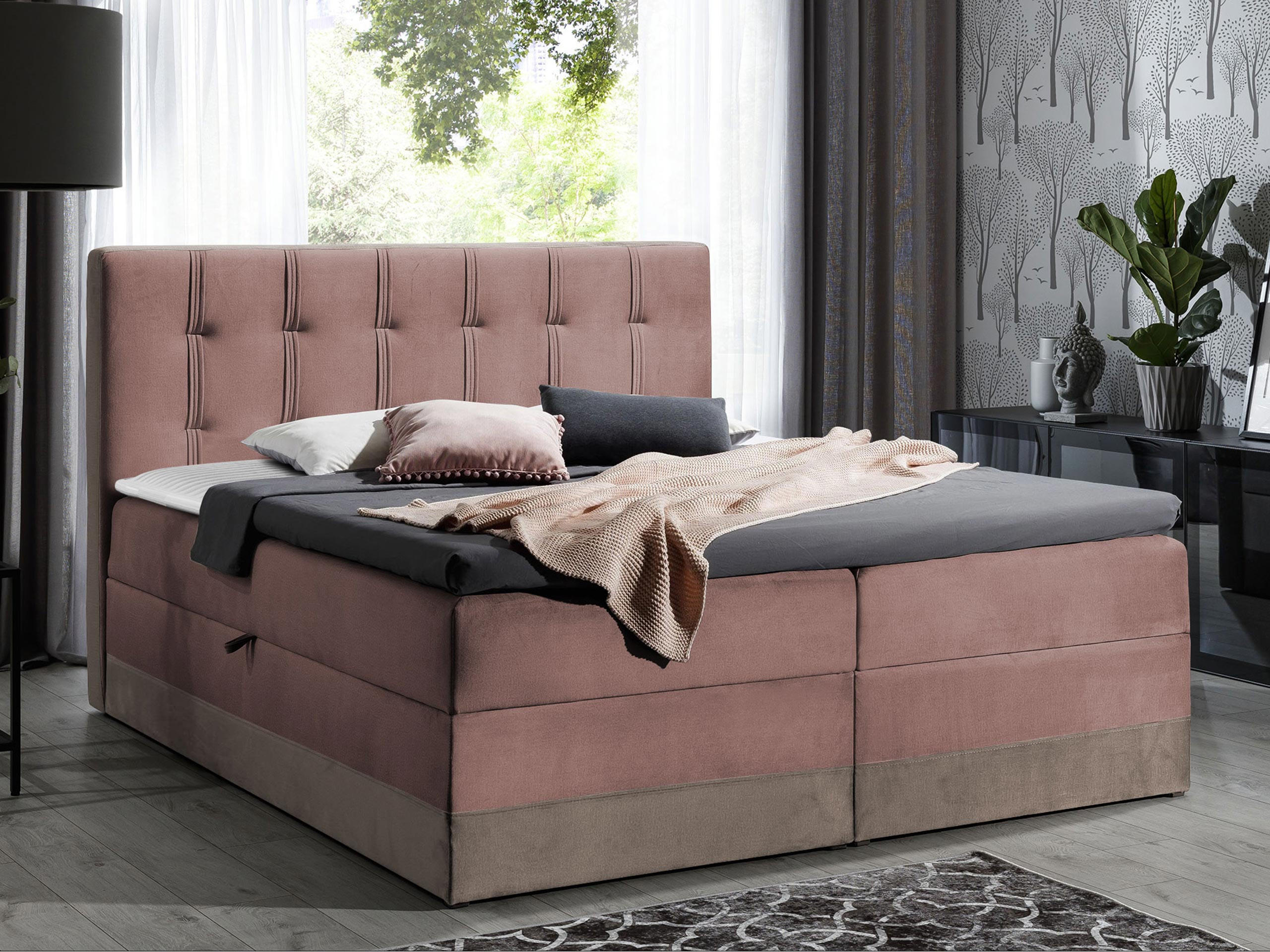 BOXBETT Royal - Braun/Rosa, Holz (140/200cm) - MIRJAN24