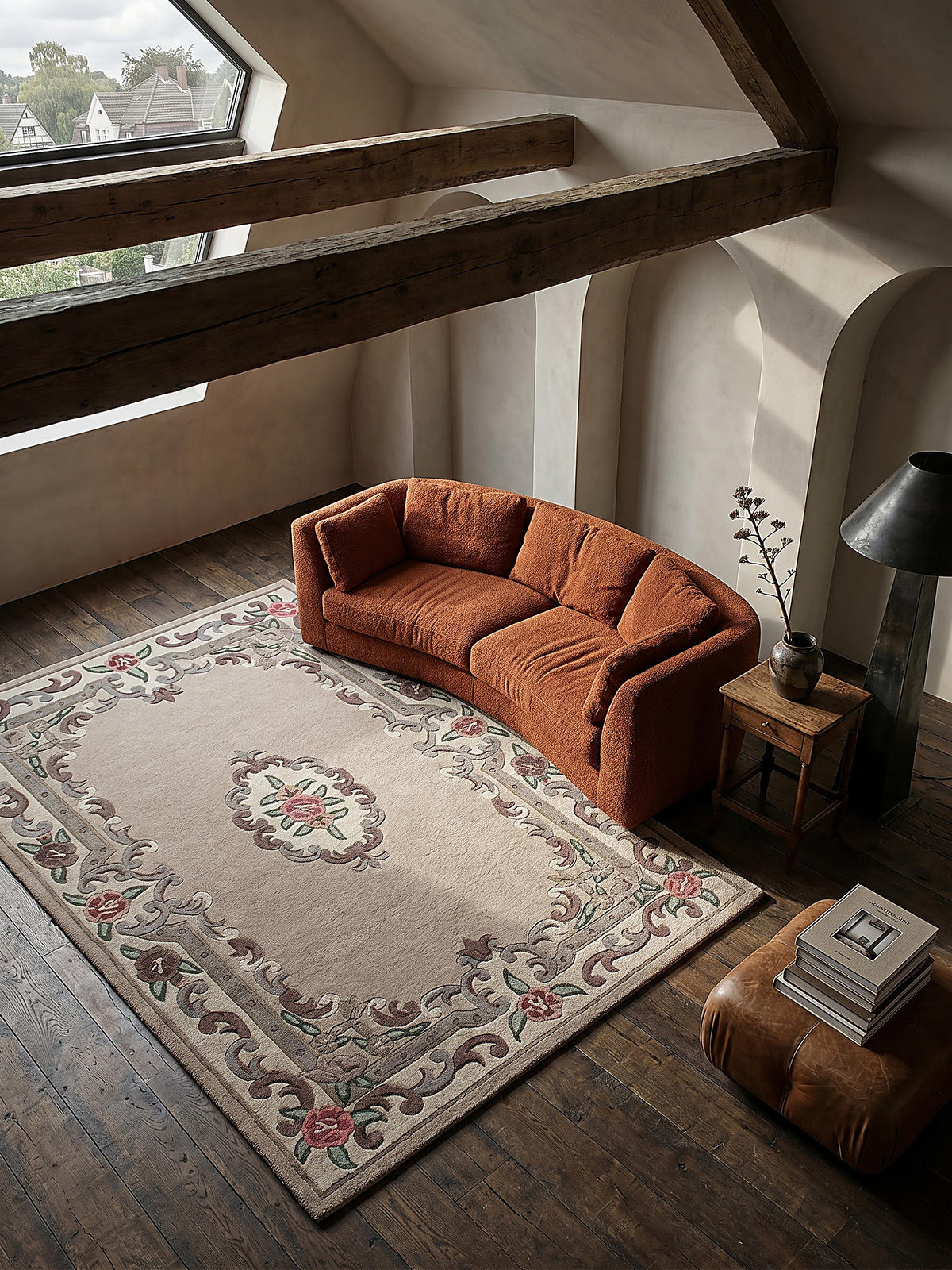 WOLLTEPPICH Aubusson-Muster handgeknüpft BEAULY, Braun-Beige 150x240 cm - Braun, Textil (240/150cm) - KADIMA DESIGN
