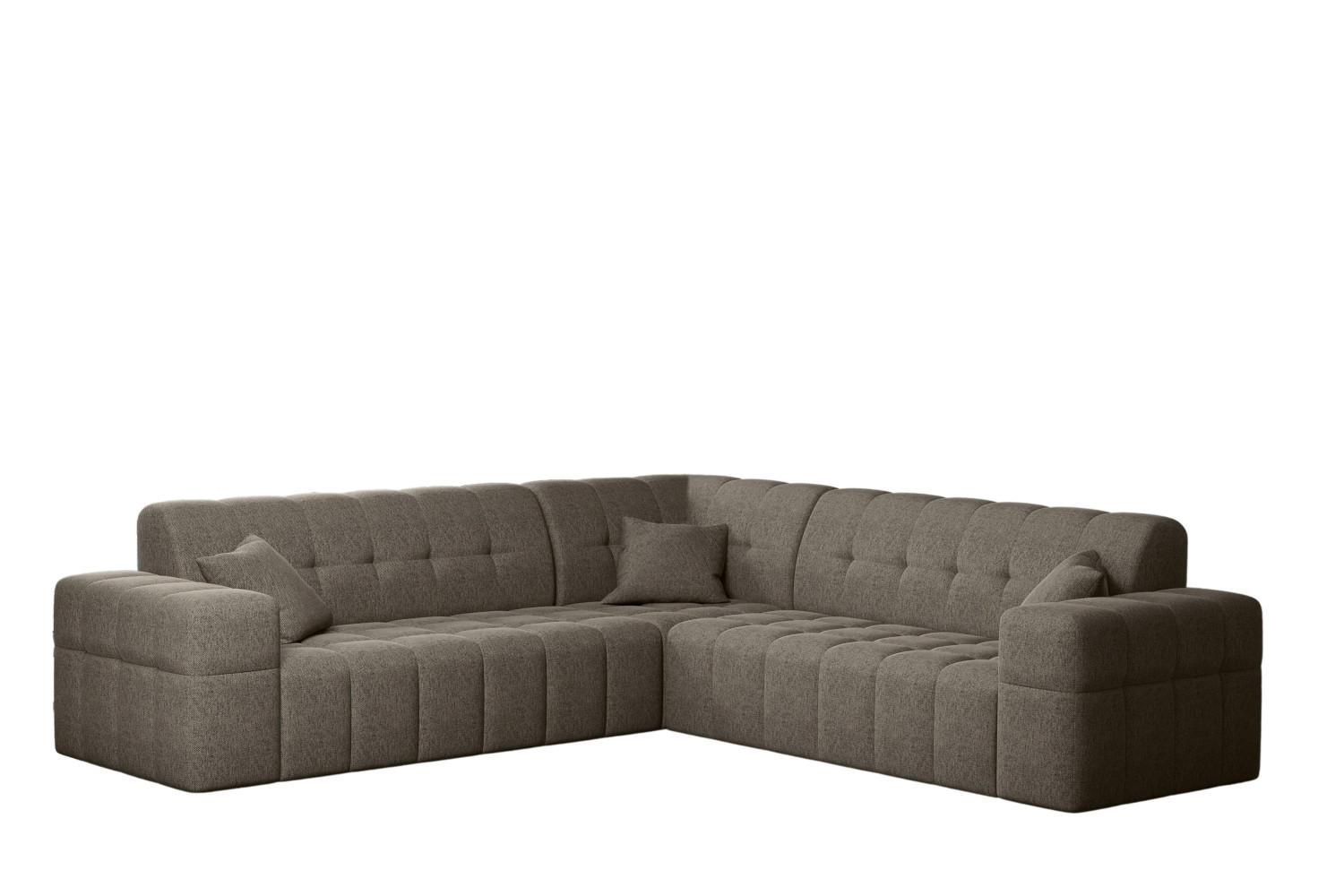 ECKSOFA Corner NIMES Stilvol Stoff Verita Dunkelbeige - Cappuccino, Holz (246/246cm) - Kaiser Möbel