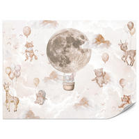 FOTOTAPETE für Kinderzimmer Mond Ballons Bär Rehkitz Giraffe Wolken 200x140 - Beige/Rosa, Papier (200/140cm) - Muralo