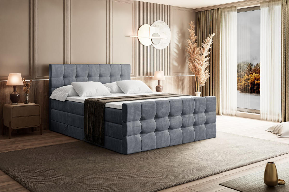 BOXSPRINGBETT BERO-Z KING - 120 x 200 - H3/H4 - Grau - Grau, Holzwerkstoff (120/200cm) - ALTDECOR