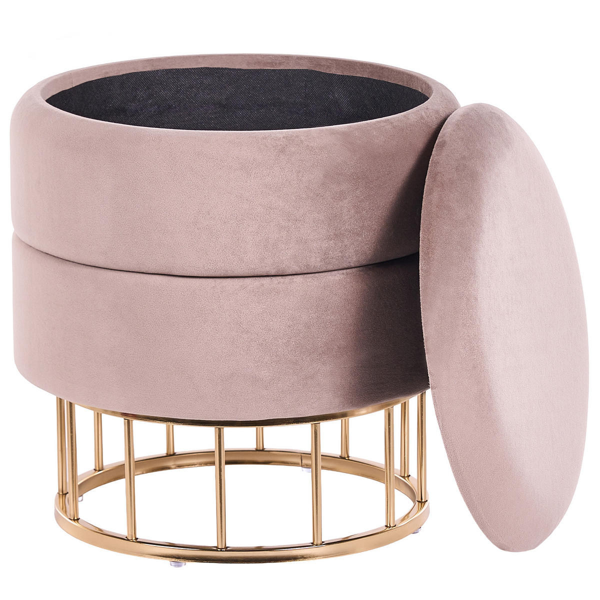 POUF Taupe Elgin - Taupe/Goldfarben, Textil (37/42/37cm) - Beliani