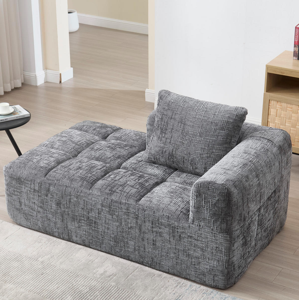 SOFA mit Chaiselongue 158 x 90 cm Chenille Grau - Grau, Kunststoff (90/60/158cm) - Meubliv