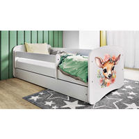 KINDERBETT Rehkitz 80x180 cm mit Matratze, Schublade, Rausfallschutz & Lattenrost, Weiß - Weiß, Holzwerkstoff (80/180cm) - RAUMHIRSCH FURNITURE
