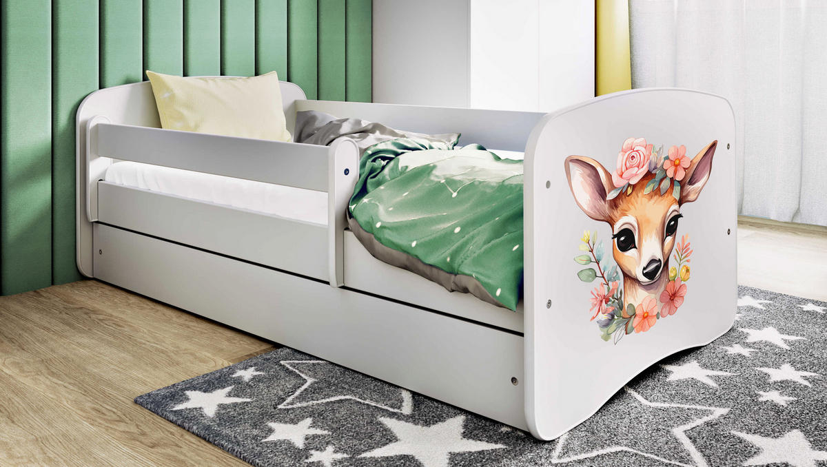 KINDERBETT Bambi mit Schublade und Matratze 180/80 - Weiß, Holzwerkstoff (80/180cm) - RAUMHIRSCH FURNITURE