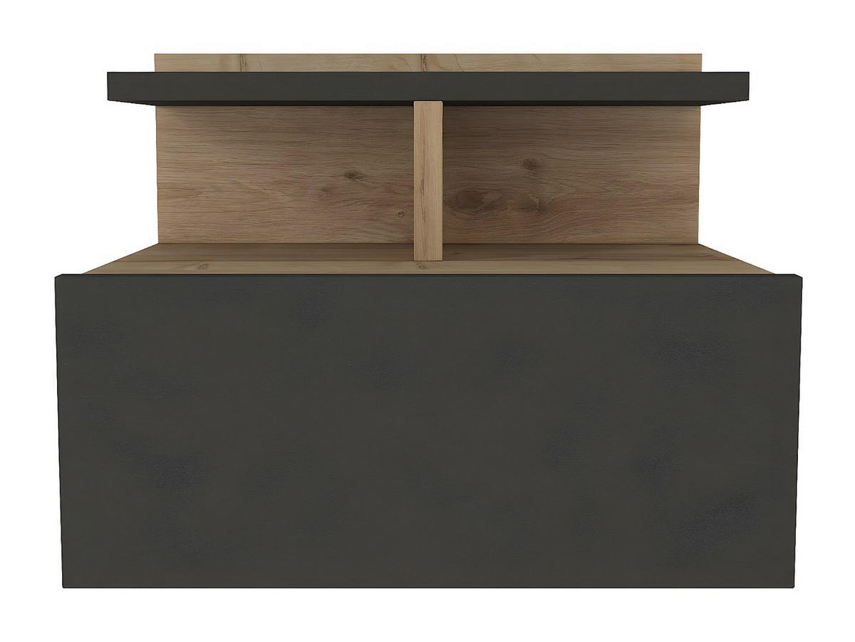2ER-SET Nachttische hängend - 1 Schublade - Holzfarben & Anthrazit - AZELNO - Anthrazit, Holz (39.4/32/35cm) - Vente-Unique