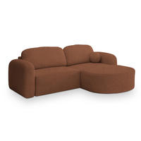 ECKSOFA AMILIA R-S Kupferfarben Boucle-Stoff mit Schlaffunktion - Kupferfarben, Holz (263/174cm) - MASSENO