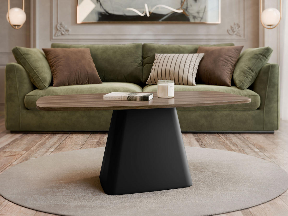 COUCHTISCH Noa - Nussbaumfarben/Schwarz, Holzwerkstoff/Metall (60/120/48cm) - MIRJAN24