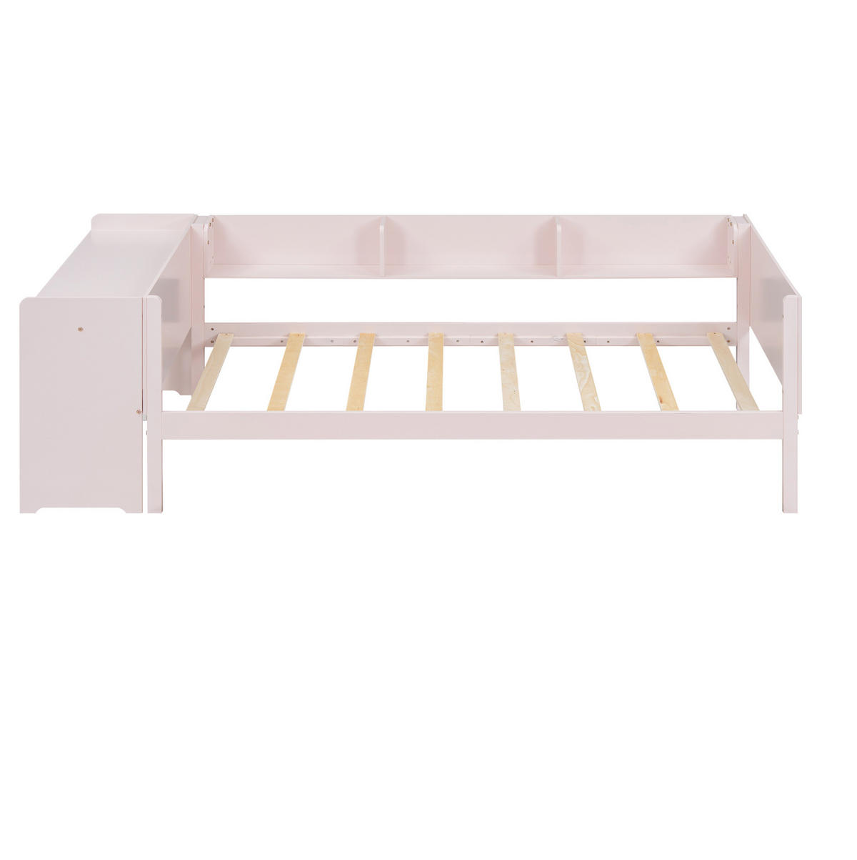 BETT 90/200 cm Rosa aus Kiefernholz und MDF mit Bett, Schreibtisch und Regalen - Rosa, Holz (90/200cm) - OKMYHOME