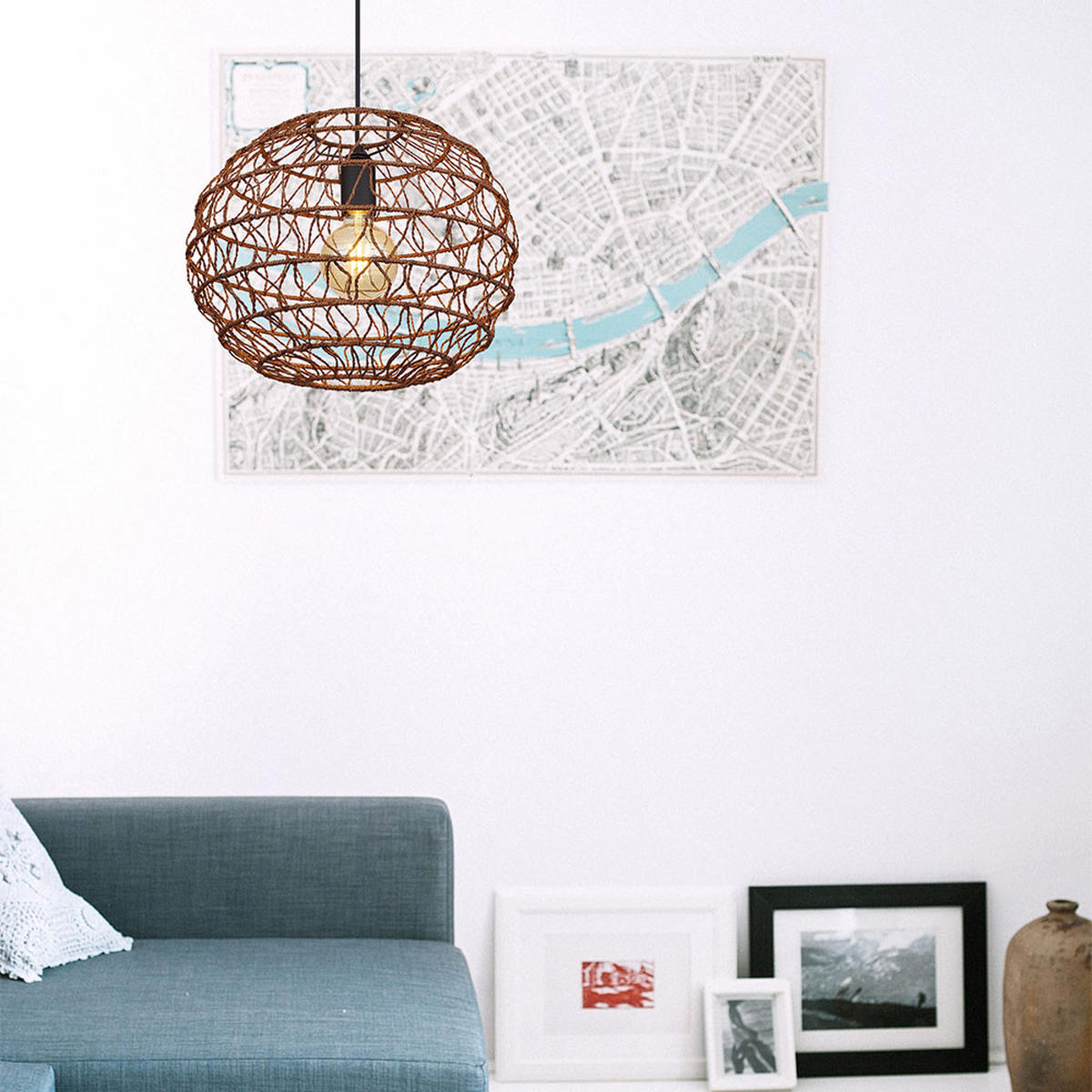 LED HÄNGELEUCHTE Metall Braun - Braun, Metall (39/39/120cm) - Globo Lighting