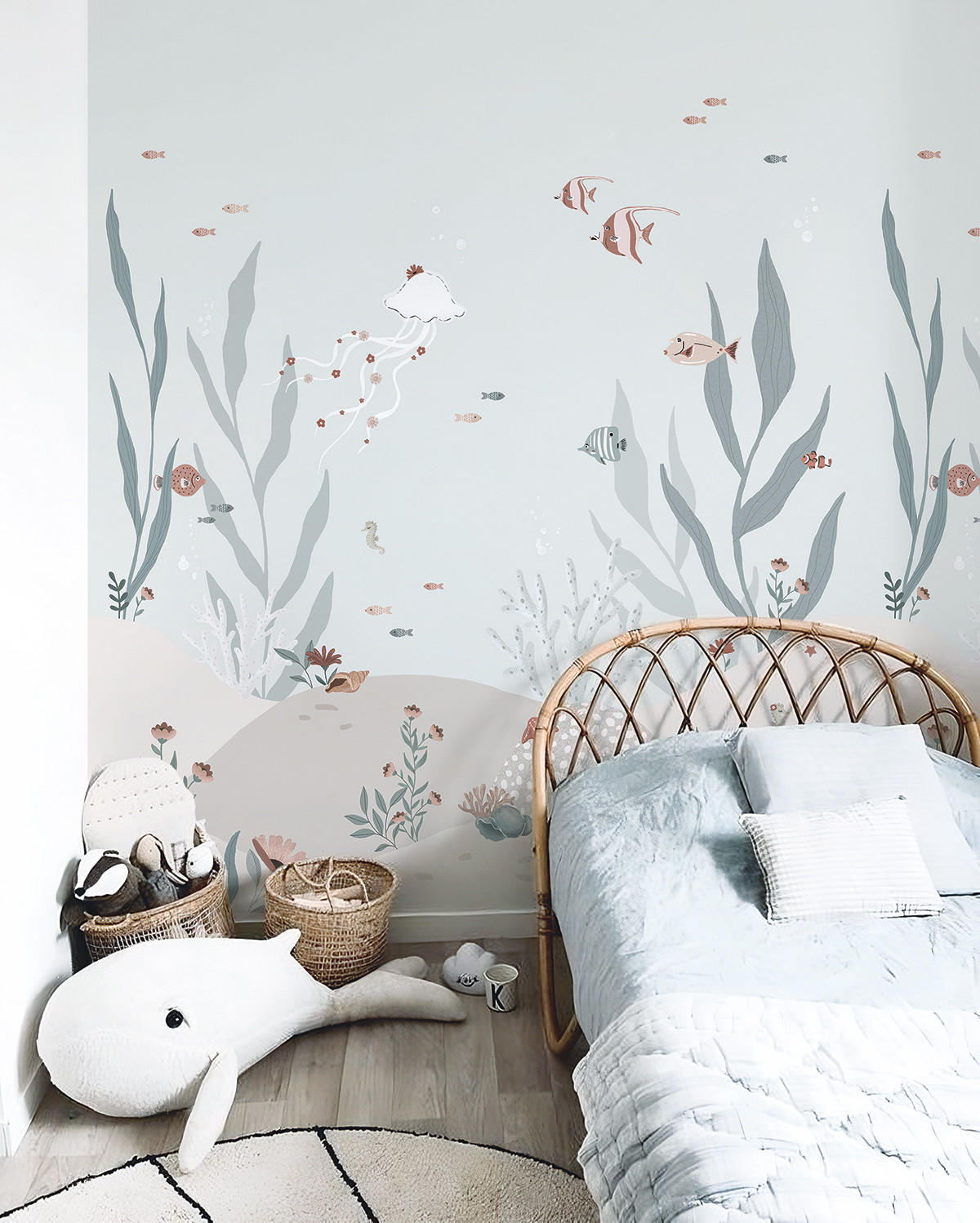 VLIESTAPETE Ocean Field, Leben unter Wasser 2m x 2.48m, Blau - Hellblau, Papier (248/200cm) - Lilipinso