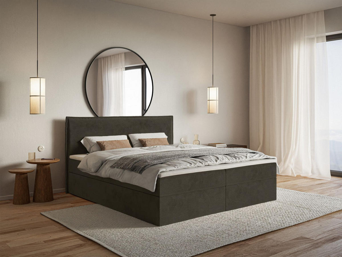 BOXBETT Softie Dunkelgrün Velours wasserabweisend 180x200 cm - Dunkelgrün, Textil (180/200cm) - Selsey