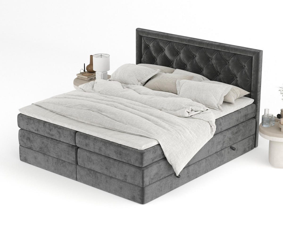 BOXSPRINGBETT Aurelia Anthrazit 160/200 cm - Anthrazit/Schwarz, Holz/Holzwerkstoff (160/200cm) - Maison de Reve