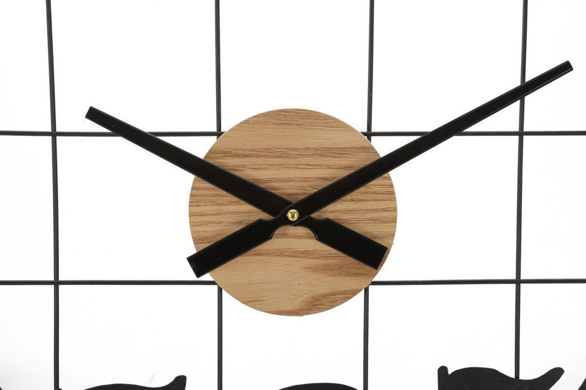 WANDUHR Numbers, schwarz und braun, Eisen und MDF, 60 x 2,5 x 60 cm - Schwarz/Braun, Holzwerkstoff/Metall (60/60/2.5cm) - Mauro Ferretti