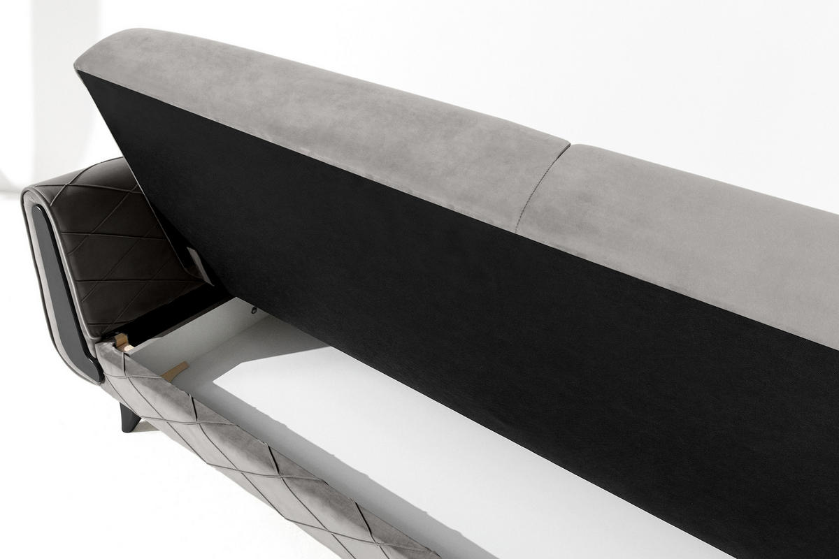 3-SITZER-SOFA GUSTAVO III Sofa 3 Velours, Hellgrau - Hellgrau, Holz/Holzwerkstoff (230/98/98cm) - KONSIMO®