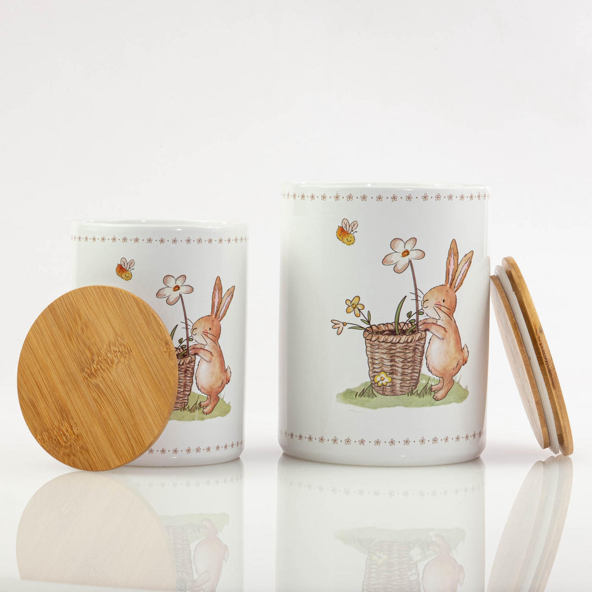 KÜCHENBEHÄLTER Charmy 2er-Set - Multicolor/Weiß, Keramik (14/19/14cm) - Boltze Home