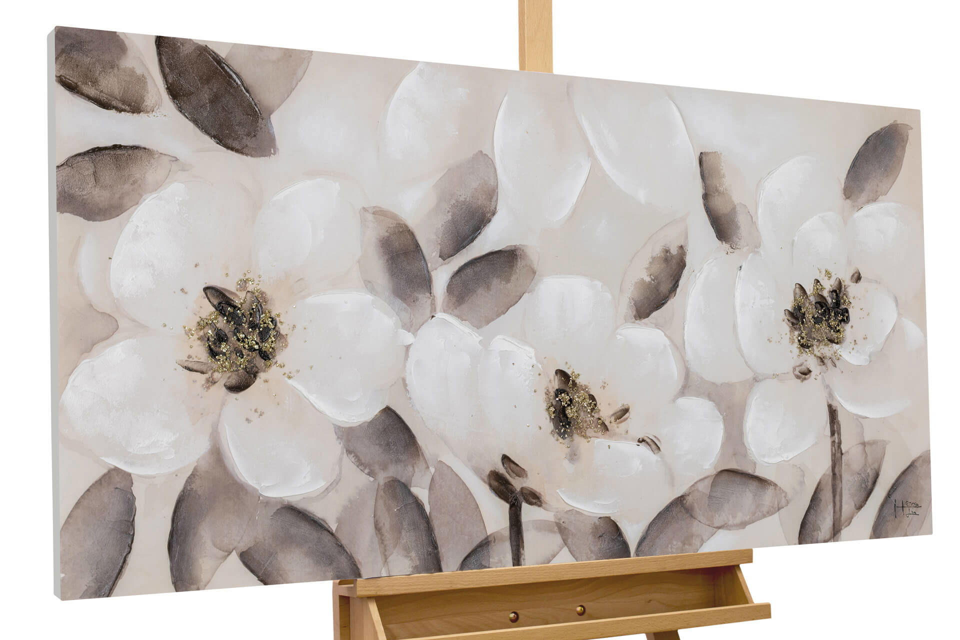 ACRYLBILD HANDGEMALT 120/60 cm - Beige/Braun, Holz/Textil (1.6/60cm) - KUNSTLOFT