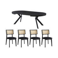 ESSGRUPPE - 4 Personen, 6 Personen, 8 Personen - holz - schwarz Komoni - Schwarz, Holz/Metall (220/76/120cm) - Vente-Unique