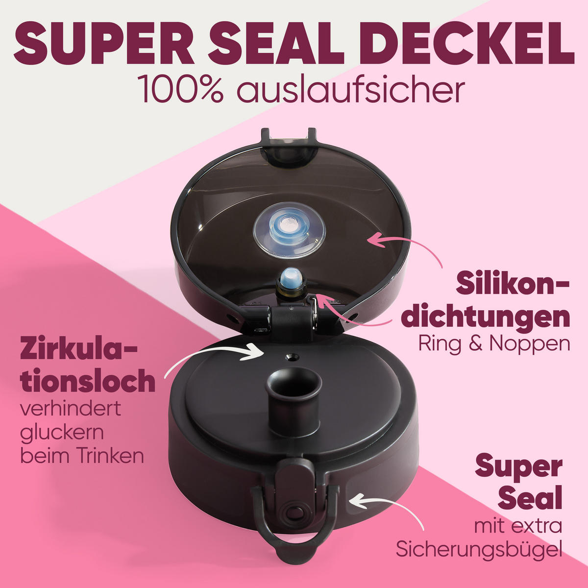 TRINKFLASCHE 1L - auslaufsichere - 1-Klick-Verschluss - BPA - freie - Lila - Lila, Kunststoff (1L) - Blumtal