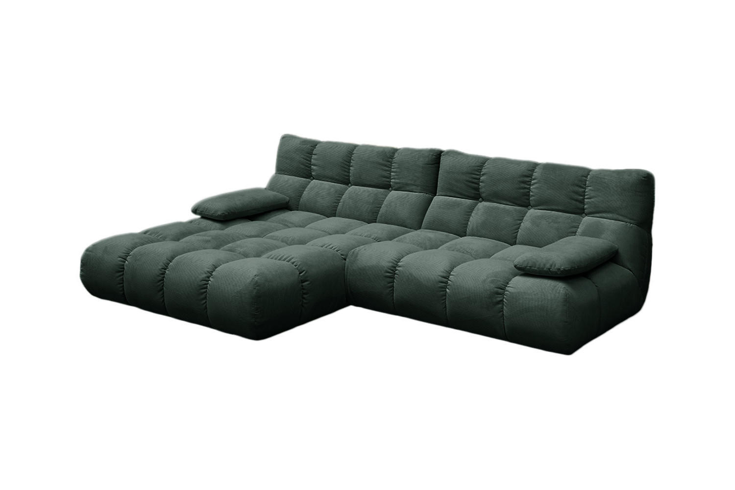 ECKSOFA VIVIEN Smaragdgrün Cord - Smaragdgrün/Schwarz, Kunststoff/Textil (290/178cm) - KAWOLA