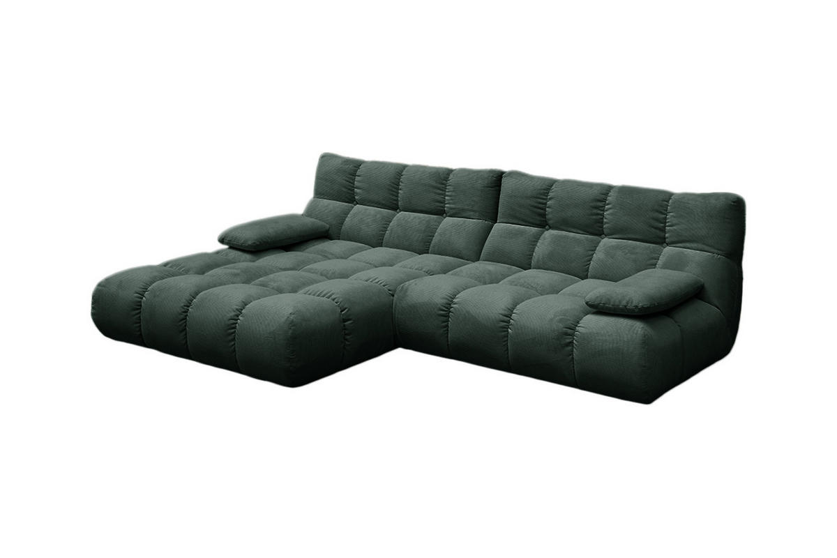ECKSOFA VIVIEN Smaragdgrün Cord - Smaragdgrün/Schwarz, Kunststoff/Textil (290/178cm) - KAWOLA