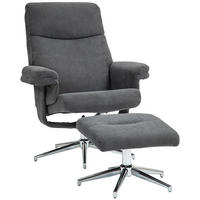RELAXSESSEL mit Hocker, Gepolstert Fernsehsessel mit Liegefunktion, Liegesessel - Dunkelgrau, Kunststoff (78/106/85cm) - HOMCOM