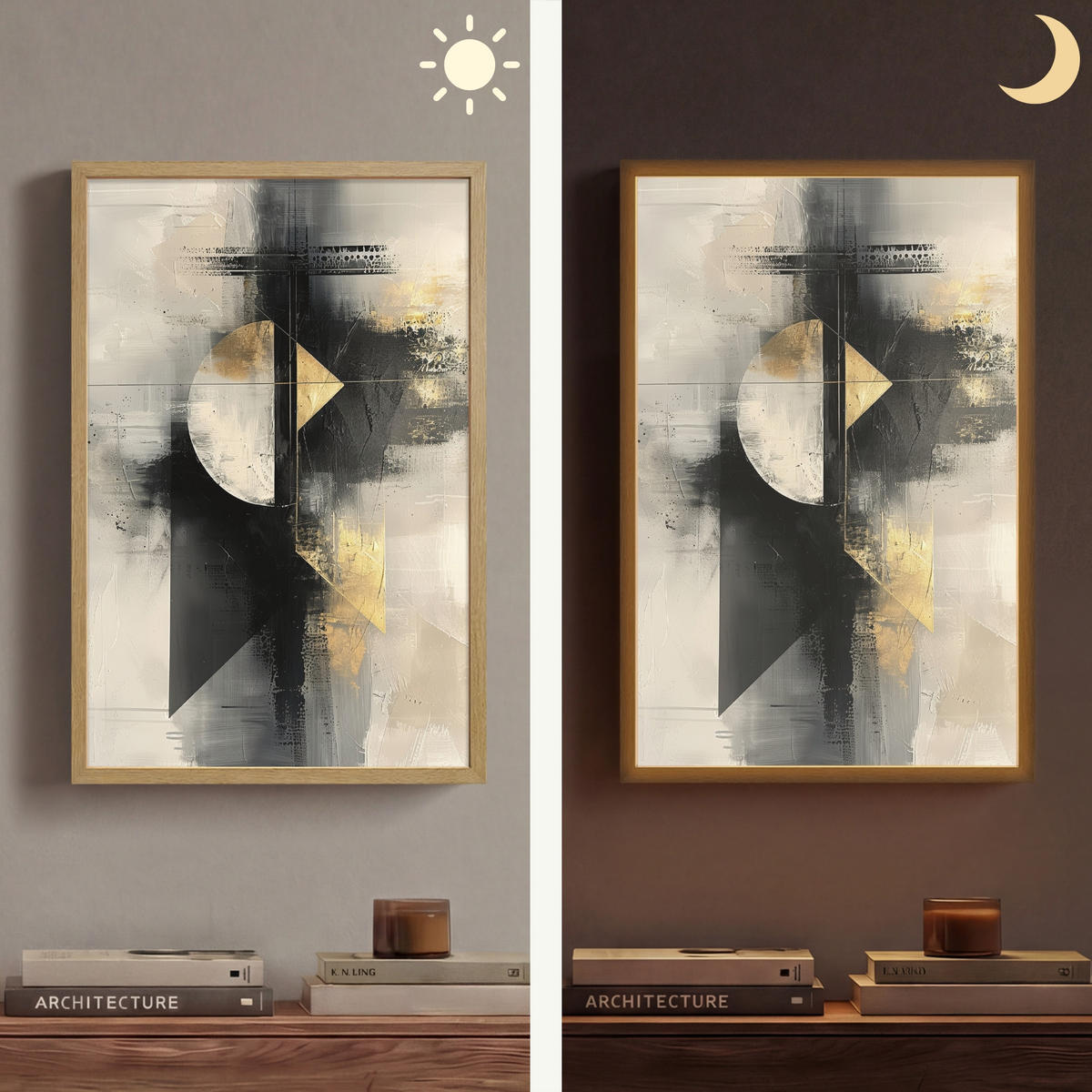 NÁSTĚNNÁ LAMPA S AKUMULÁTOREM Abstraktní - černá - barva - moderní 40x60 cm - šedá, kompozitní dřevo (40/60/8cm) - OnlyWow