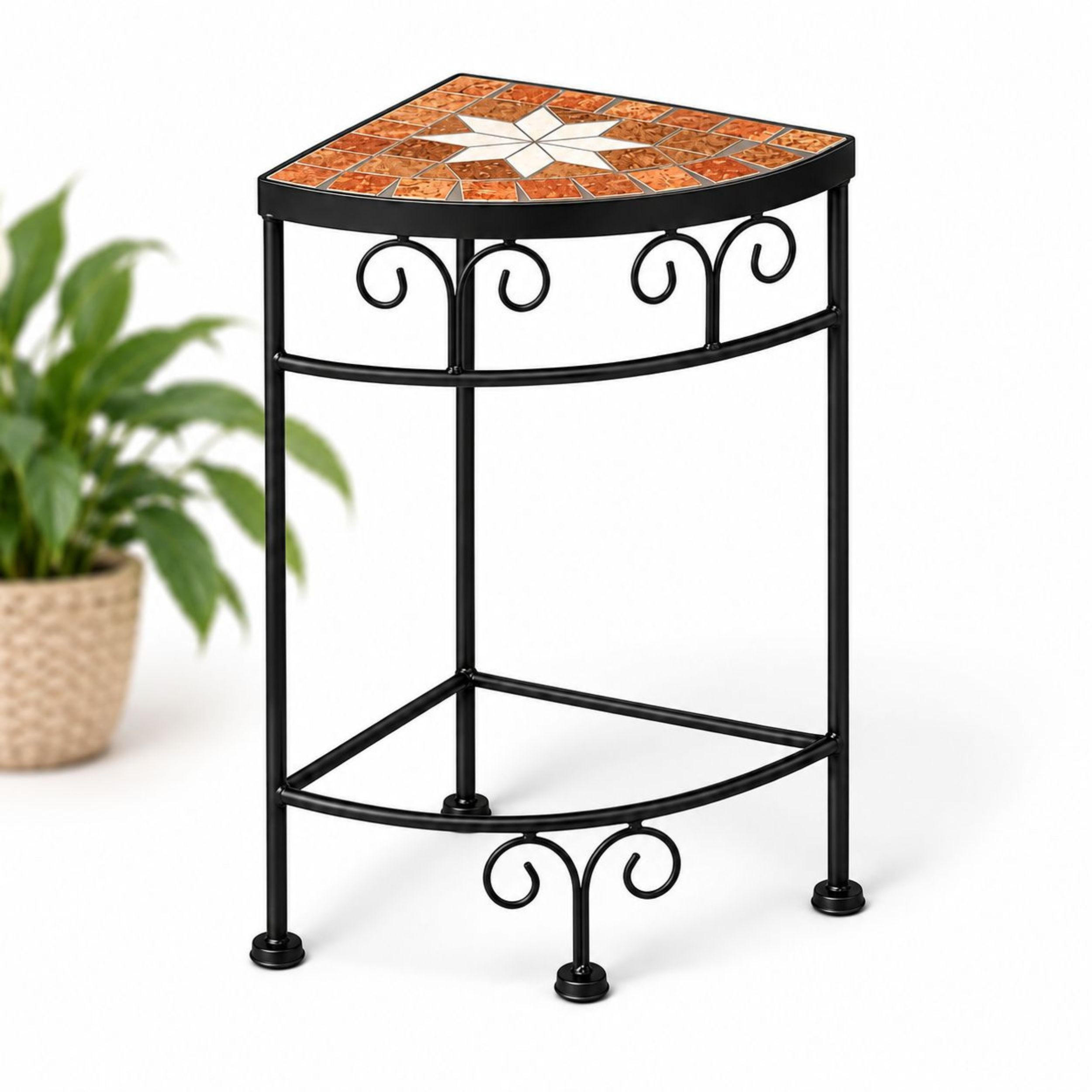 BLUMENHOCKER Merano Mosaik 12013 Blumenständer 42cm Hocker Eckregal Tisch - Schwarz, Metall (19/41/19cm) - DanDiBo