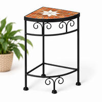 BLUMENHOCKER Ecke mit Mosaik Metall Schwarz/Terrakotta 19/19/42 cm - Schwarz, Metall (19/41/19cm) - DanDiBo