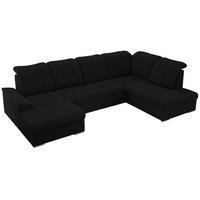 WOHNLANDSCHAFT MADRITO U - Schwarz Boucle - Rechts - Silberfarben/Schwarz, Textil/Metall (323/89/204cm) - MKS