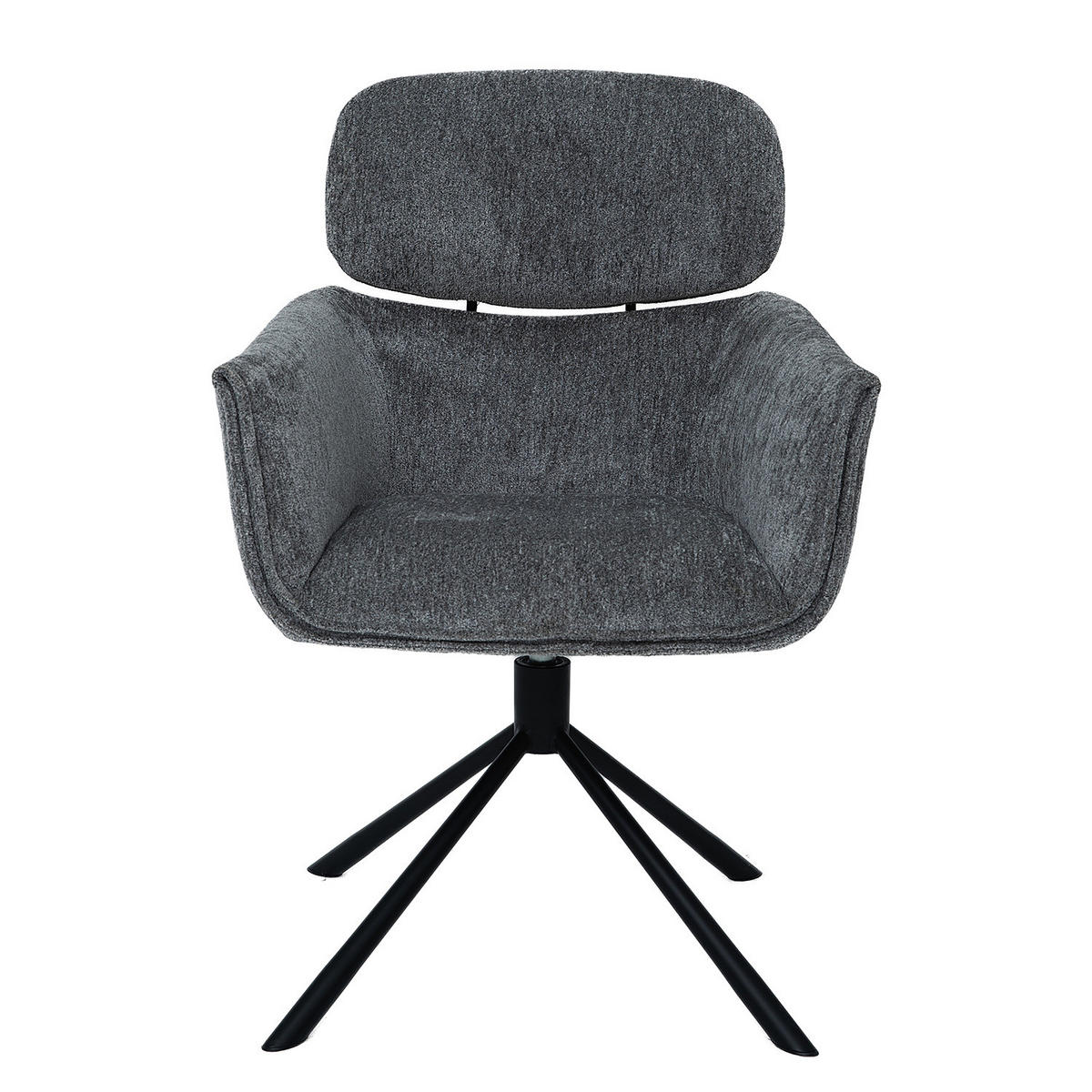ARMLEHNENSTUHL - Schwarz - Grau - Strukturstoff - Eisen - 60 x 90 x 65 cm - Schwarz/Grau, Textil/Metall (60/90/65cm) - home24